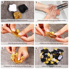 1600 Pcs Bulk Artificial Rose Flower Petals for Wedding Gold, White, Black