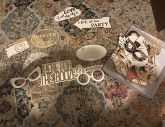 Gold Wedding Photo Booth Props On Sticks. Missing Few But ALOT Still There!