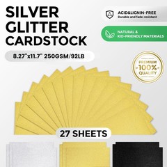 BOOKNOW 27 Sheets Gold Glitter Cardstock, 8.27″ x 11.7″ (A4 Medium,