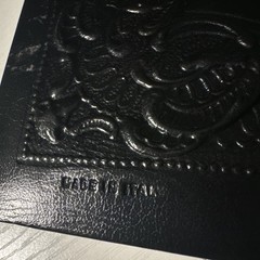 Guest Book Black Leather Gold Edges Embossed 10 x 8 Florence, Italy Handcrafted