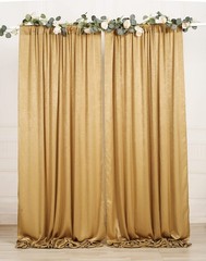 9.6 Feet x 10 Feet Deep Gold Silky Soft Curtain Wedding Backdrop Drapes, Slig…