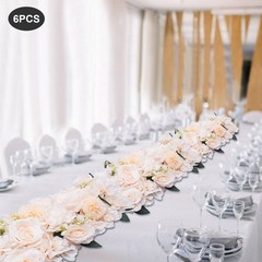 6* Dining Table Flower Centerpieces Silk Champagne Rose Flower Arrangement Deco