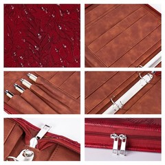 Vintage Red Embossed Planner Binder,Padfolio for Women,Leather Binder 3 Ring,…
