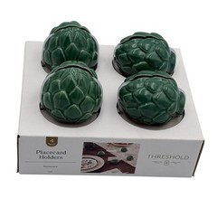 Threshold Green Artichoke Placecard Holders 4-Pack Stoneware Hosting Table Décor