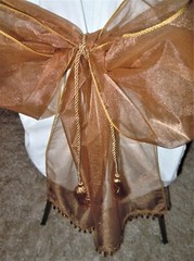 Sheer Christmas Amber Chair Bow Sash Ribbon Tie Back & Sparkle Placemat 12pc Set