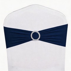 Wensinl Pack Of 100 Spandex Navy Blue Chair Sashes Bows Elastic Chair Bands