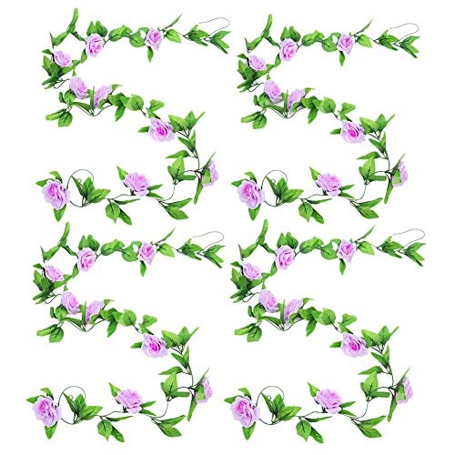 4 Pack 7.8ft Artificial Rose Vines with Green Leaves Fake Flowers Plants