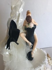 Western Honeymoon Night, Rhinestone and Pearl, Heart, Ivory and Gold Cake Top
