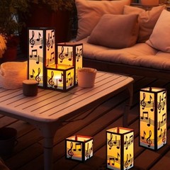 24 Music Note Party Table Centerpieces Paper Lantern Boxes 3 Sizes LED Tealights