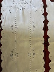 2 VTG Italian Hand Embroidery Floral Stem Chalice Goblet Figure Runners 51″ x18″