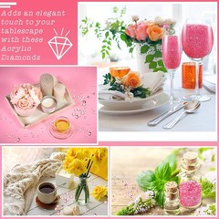 Hicarer 7000pcs Pink Acrylic Diamond Vase Filler Table Scatter Crystals Decor