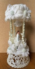 Vintage Wedding Cake Topper Daisies Lily Of The Valley White Pale Blue MCM 11″