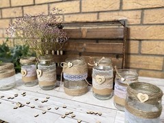 Rustic Wedding Jars Mixed Glass Table Centrepiece Love Heart Hessian Vintage X7