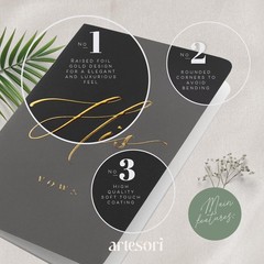 ARTESORI Premium Wedding Vow Book for Her & Him, Soft Touch, Ivory & Black