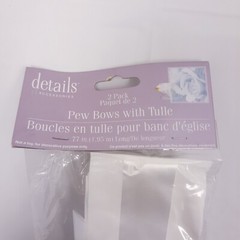 Details accessories White Pew Bows with Tulle 2 pack Decorations – Brand New