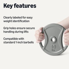 Retailer Basics 1-Inch Grip Weight Plates 10Lb Weights Set Of 4 Ir91042-Rp-4X10L