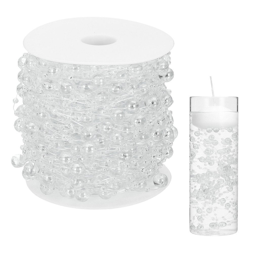 Artificial Floating Beads, 8+3mm 66ft Faux Pearls Beads String, Clear