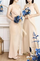 Ling’s Moment Blue and Gold Bridesmaid Bouquet Set of 4, Lilac Wedding Bouqu…