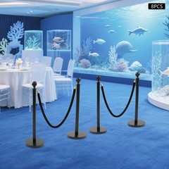 Crowd Control Barriers, Stanchion Posts with Ball Top – Durable Steel Set