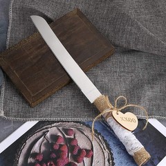 Rustic Style Stainless Steel Wedding Cake Knife and Serving Set Resin Plastic