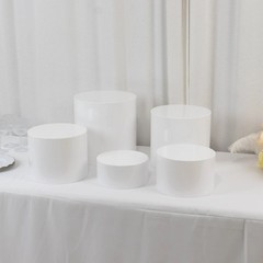 5 WHITE Acrylic CAKE STAND DISPLAY BOXES Pedestal Riser Wedding Centerpieces