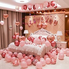 Valentines Day Balloons Kit, 101Pack Rose Gold Red Balloons with 200 Rose Pink