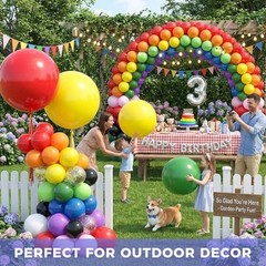 36 Inch Assorted Rainbow Large Latex Balloons, 15 PCS Big Multicolor Colorful