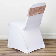 10 Blush Spandex Sequined CHAIR SASHES Ties Wraps Wedding Party Decorations