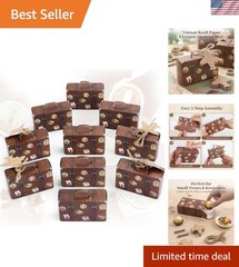 Vintage Travel-Themed Mini Favor Box Set – 50 Kraft Paper Suitcases for Events