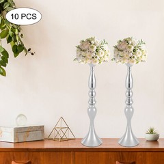 10 Pcs Silver Iron Wedding Centerpiece Vases 50cm (19.7in) Tall