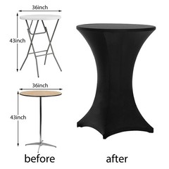 Tina’s 2 Pack 36×43 Inch Highboy Spandex Cocktail Table Covers Black, Cocktai…