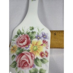 Andrea by Sadek Floral Porcelain Cake Server Japan White Pink Rose Vintage Style