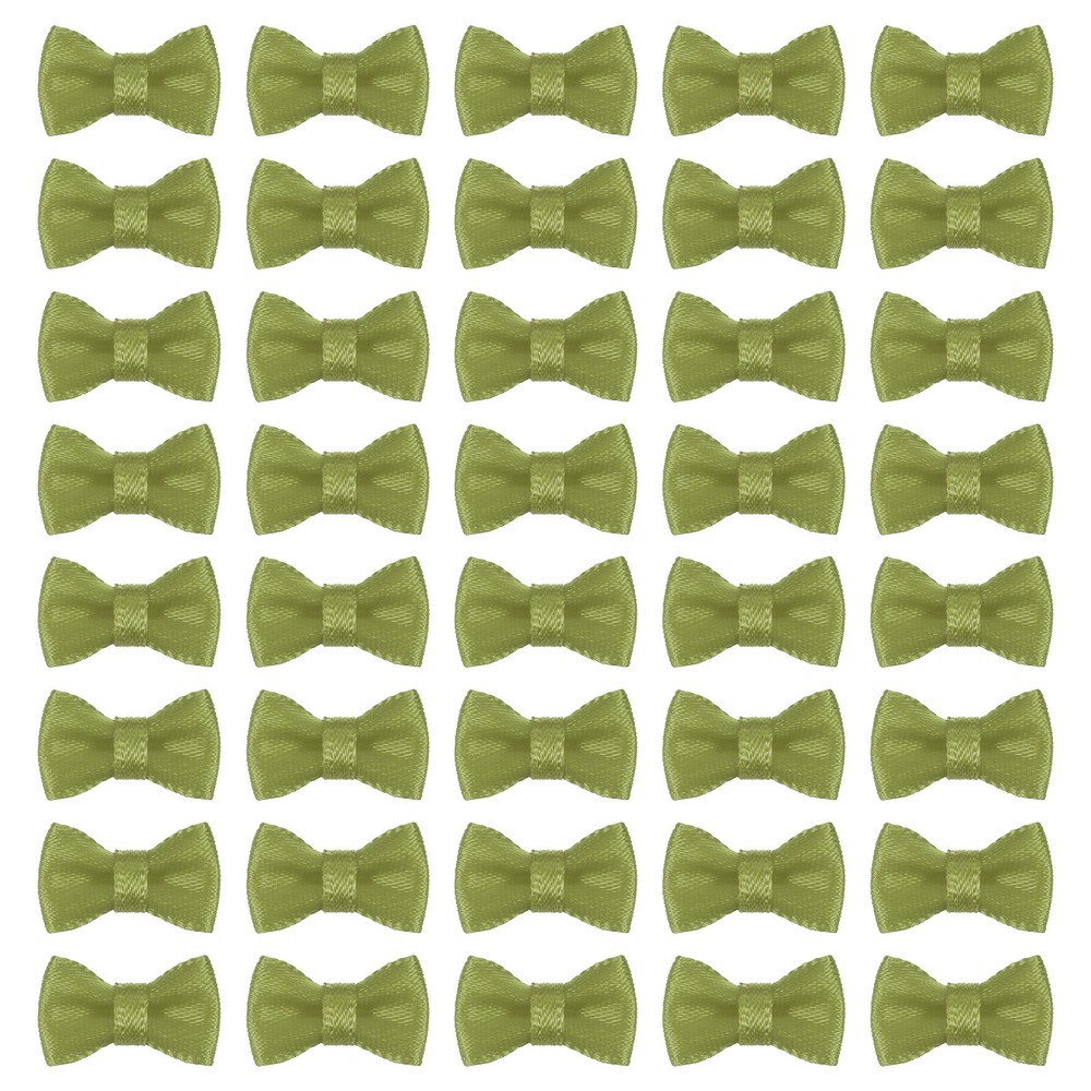 100 Pcs Mini Ribbon Bow 0.8″ Mini Fabric Ribbon Flower Bows, Olive Green