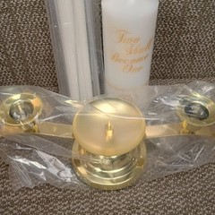 Irenare Unity Candles for Wedding Ceremony with Brass Colored Metal Stand New