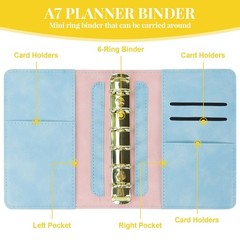 MultiBey A7 Refillable 6 Ring PU Leather Binder, Mini Padfolio Binder Noteboo…
