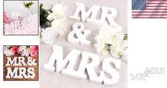 Chic White Wooden Mr & Mrs Tabletop Signs for Romantic Occasions – 3 Count