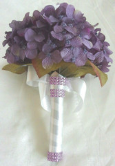 Wedding Bride Bridesmaid Bouquet Silk Dark Hydrangea Off White Roses NEW ON SALE