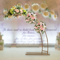6.5ft Gold Wedding Arch Crescent Moon Floral Stand Wedding Backdrop Balloon Arch