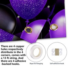 Happy 50th Birthday Purple Banner Backdrop Photo Booth Props Balloons Silver …