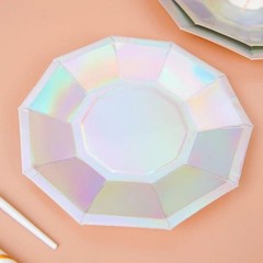 25 Iridescent 7″ Salad Paper Plates Party Disposable Wedding Tableware