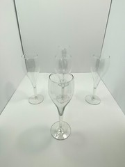 1970’s Champagne Stem Flute Toasting Glasses Vintage Set of 5 light in weight