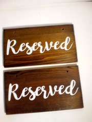 Wedding Sign Lot of 4 Mr. & Mrs. White/Black Polka Dot, 2 Reserved Wood Signs