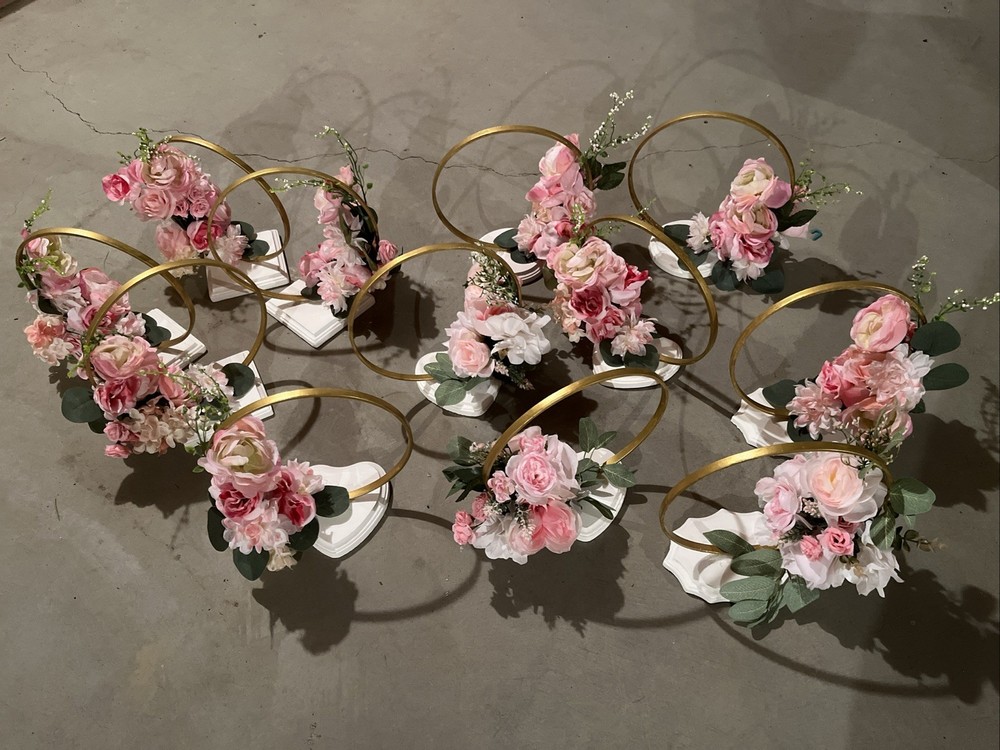 Pink Floral Table Centerpieces Total Of 12