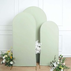 Set of 3 Sage Green Spandex Arch Covers Fitted Round Backdrop Stand Decor