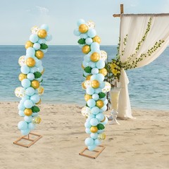 2PCS Gold Wedding Stand, 8ft & 6ft Wedding Archs, Balloon Flower Backdrop Stands