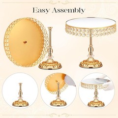 12 Pcs Gold Cake Stand Set Cake Display W/ Crystal Edge & Cupcake Display Tray