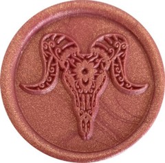 Ram Sugar Skull / Day of the Dead 1.2″ diameter Wax Seal Stamp Head, unique!