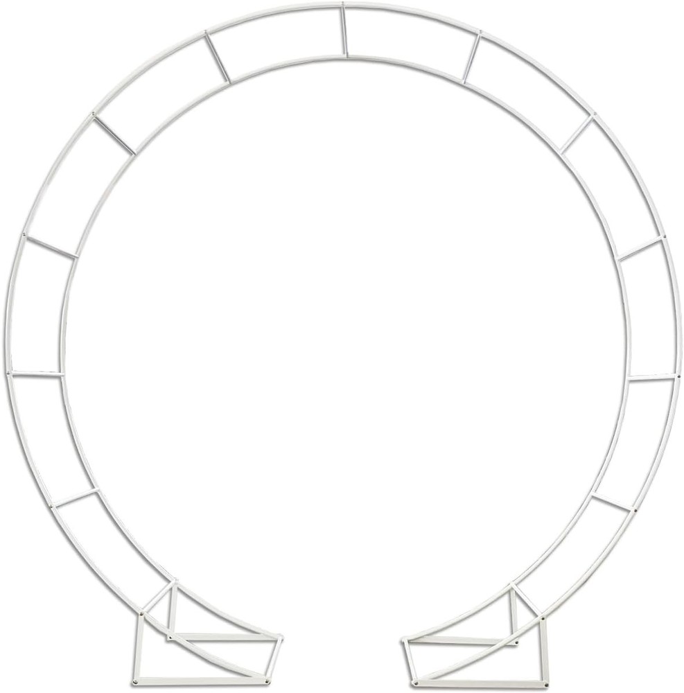 Metal Arch for Ceremony,6.5 Feet Double Round Backdrop Stand,Circle white