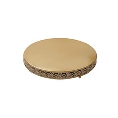 16 in Gold Metal Fleur De Lis Round CAKE STAND Dessert Display Pedestal Party