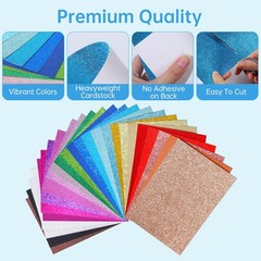 50 Sheets in 25 Colors Glitter Cardstock, Standard A5-Size Glossy Cardstock, …